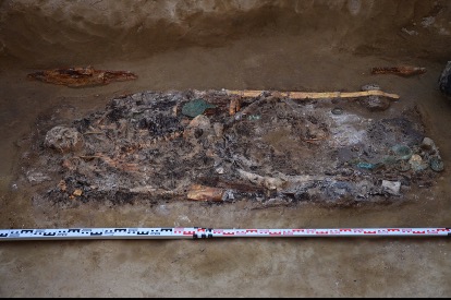 Погребение сарматского воина-аристократа после окончательной расчистки (вид с востока, фрагмент)